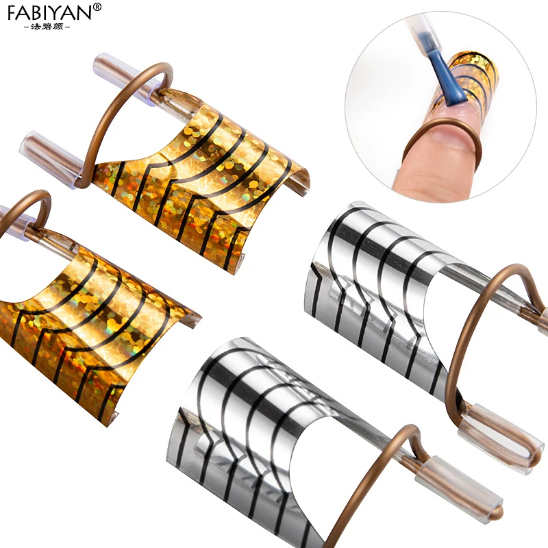 Nail Art C Curved Shape Extension Guide Tips French Foil Acrylic Polish Gel UV Design Form Reusable Metal Mold Manicure Tool 5pc nail art tool