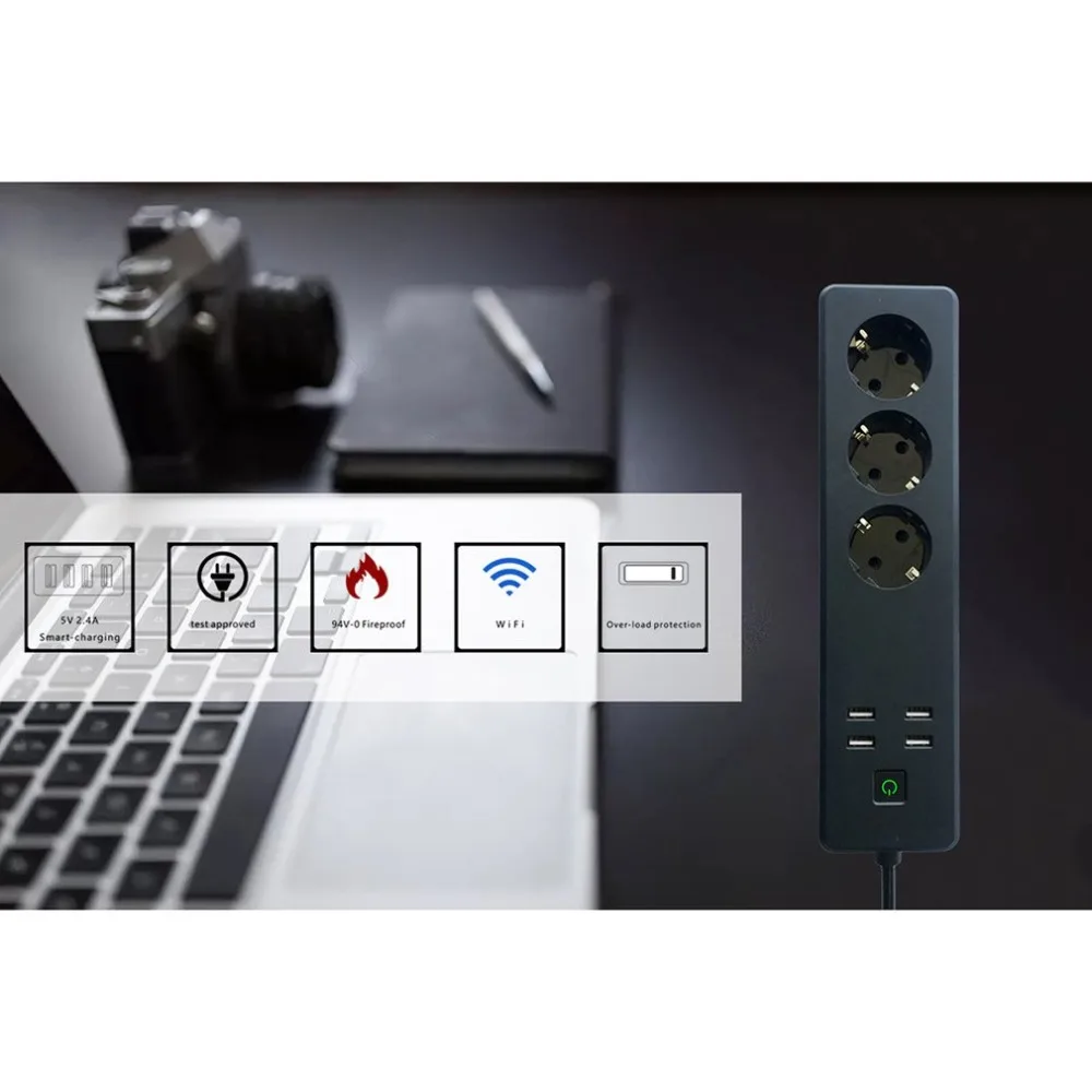 Wifi Smart power Strip 4 EU розетки вилка с 4 usb зарядным портом приложение для синхронизации Голосовое управление домашний помощник