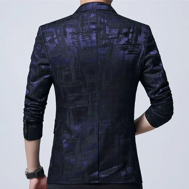 Men Blazer 2019 New Spring And Autumn Male Leisure Suit Pattern Pocket Slim Coat Single Button Smart Casual Korean Style X13