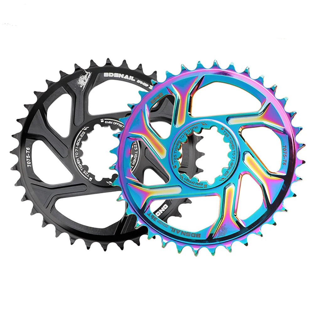 6mm Offset Gxp Mtb Bicycle Chainrings Aluminum Alloy Oil Slick Chain