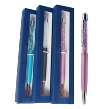 High-quality Diamong Ballpoint Pen with Gift brand retail box case elements Crystal pen Laser Customized Logo Gift Pen