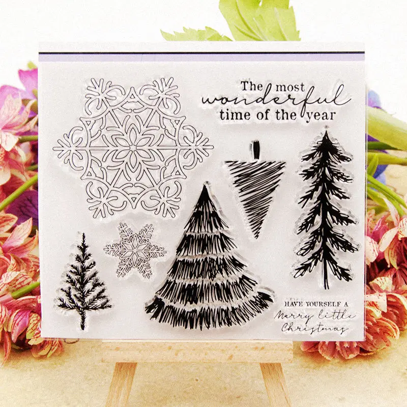 

Christmas Clear Stamps for DIY Scrapbooking Card Snowflake Trees Transparent Stamps Making Album paper Craft Decor New Stamps