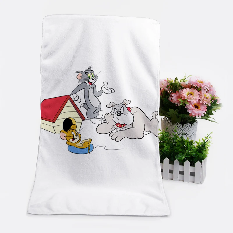 IVYYE 1PCS Tom and Jerry Fashion Customized Anime Bath Towels Handkerchief Soft Face Towel Cartoon Washcloth Unisex NEW