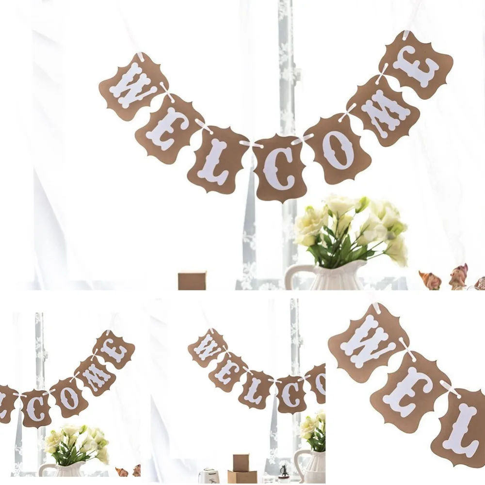 Vintage Rustic Burlap Welcome Banner Home Decoration