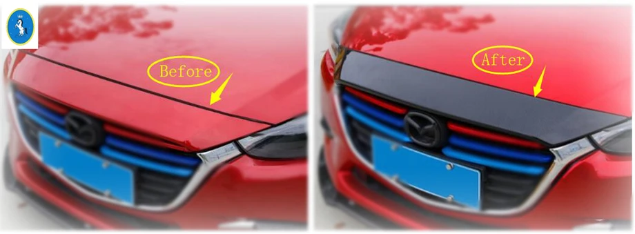 Yimaautotrims авто аксессуар Передняя средняя решетка решетки вокруг капотов крышка отделка ABS для Mazda 3 седан хэтчбек