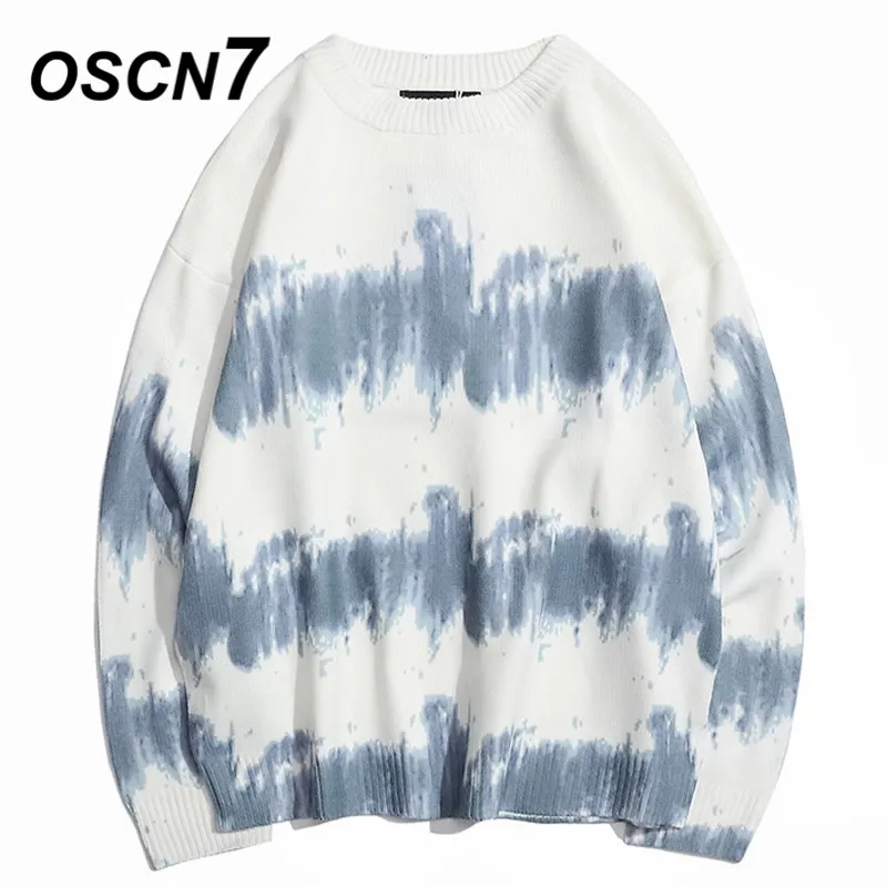 

OSCN7 Funny embroidery Sweaters Men 2019 Autumn High Streetwear Fashion Mens Pullovers Round Neck Vintage Sweaters 6945