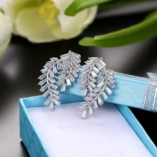 Новая Мода Листья циркон кулон женские серебряные серьги модели белый кристалл кубический цирконий серьги Свадебные ювелирные изделия любовь подарки