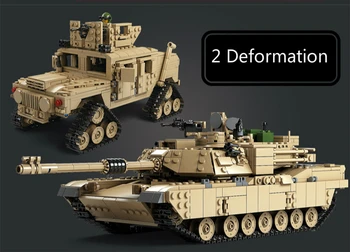 

M1A2 Tank 1463pcs Kazi Military ABRAMS MBT Main Battle Tank Building Block Sets Models 2in1 Toys KY10000 Christmas Gift