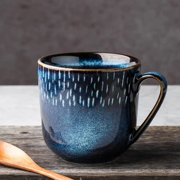 

Hot Sale Creative Blue Pottery Ceramic Coffee Mugs for Tea Kids Cups and Mugs Travel Cup for Home Office Breakfast Milk Cups Gir