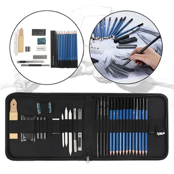 

32pcs Sketching Drawing Set Artist Pencil Kit Graphite Charcoal Art Drawing Kit for Beginner Professionals Painting Supplies