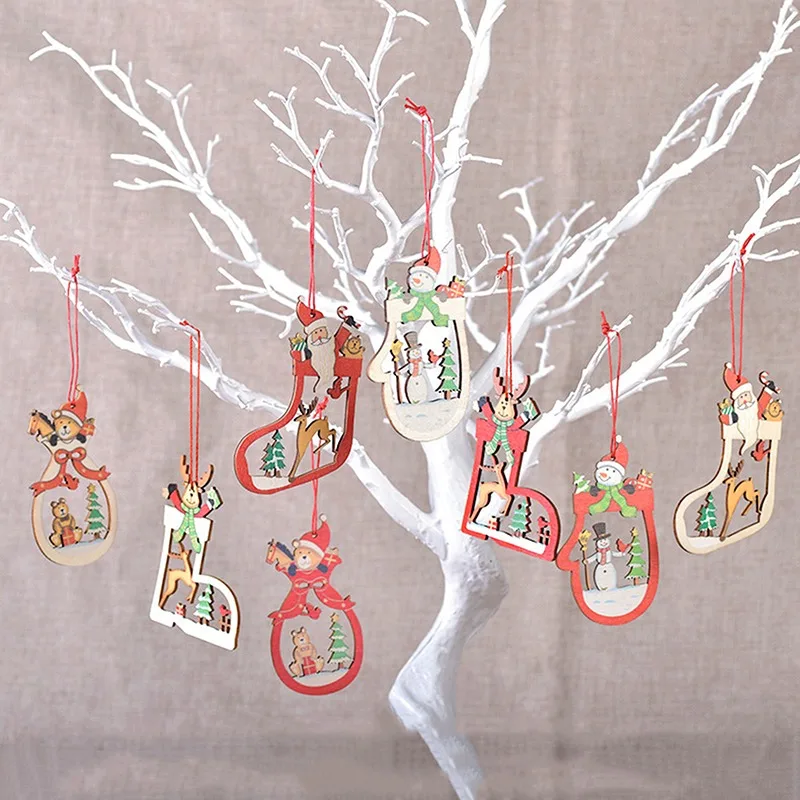 Christmas Pendant Xmas Tree Decorations Hanging Metal Ornaments DIY Santa Claus Snowman Party Kids Toys Gift Xmas New Year 2022