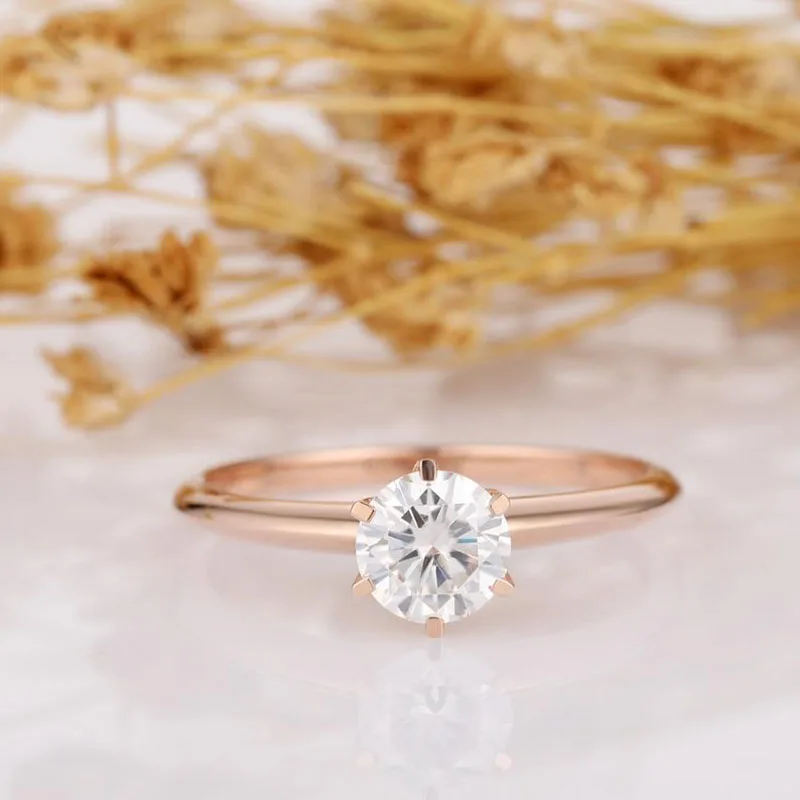 Veryins Classic 14K 585 Белое золото 1ct DEF цвет VVS1 Moissanite 6 зубец Помолвочное с солитёром кольцо для женщин свадебный подарок