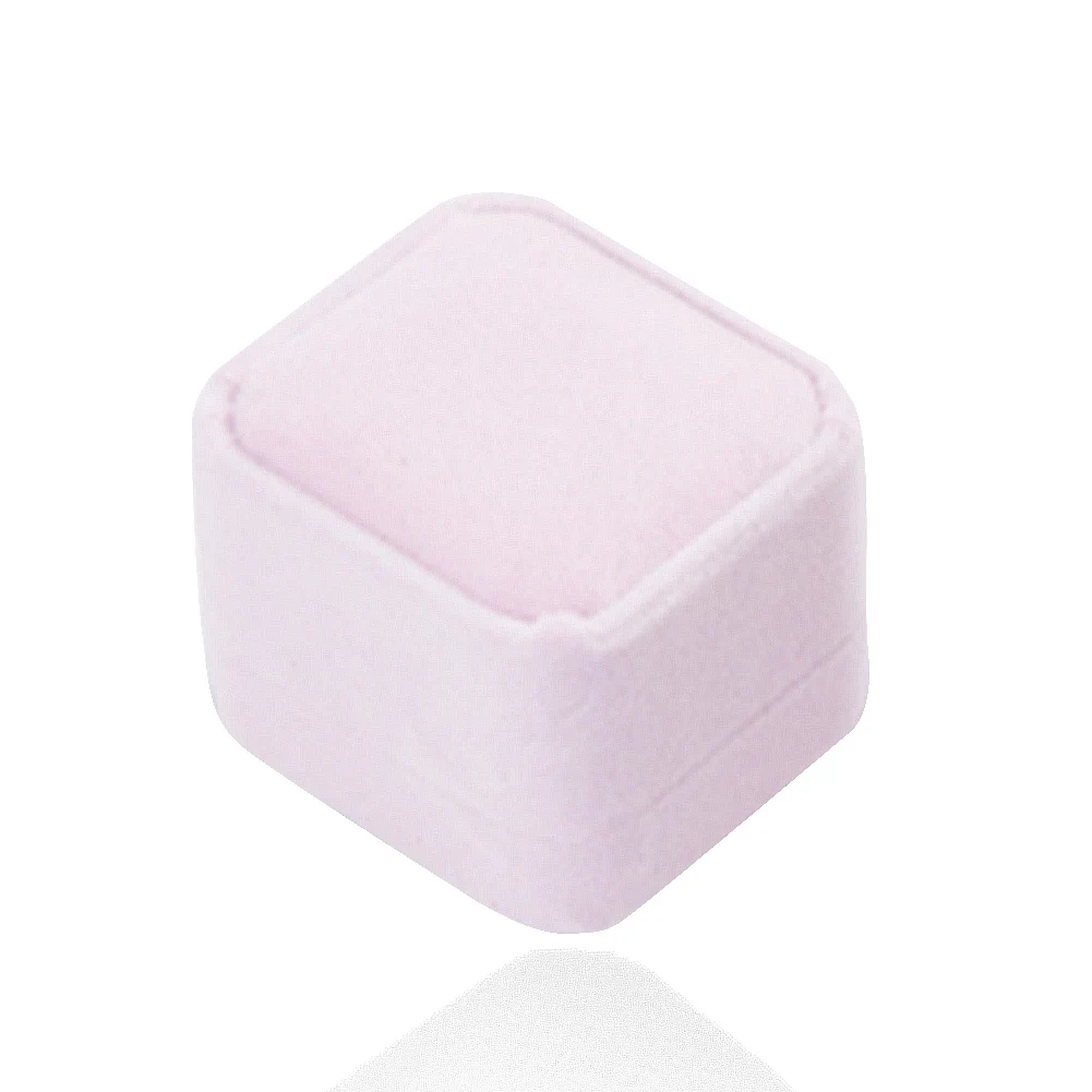 Квадратная/в форме сердца однотонное бархатное ювелирное Ожерелье Кольцо Серьги Дисплей Органайзер коробка для хранения Роскошная Подарочная коробка высокое качество - Цвет: Розовый