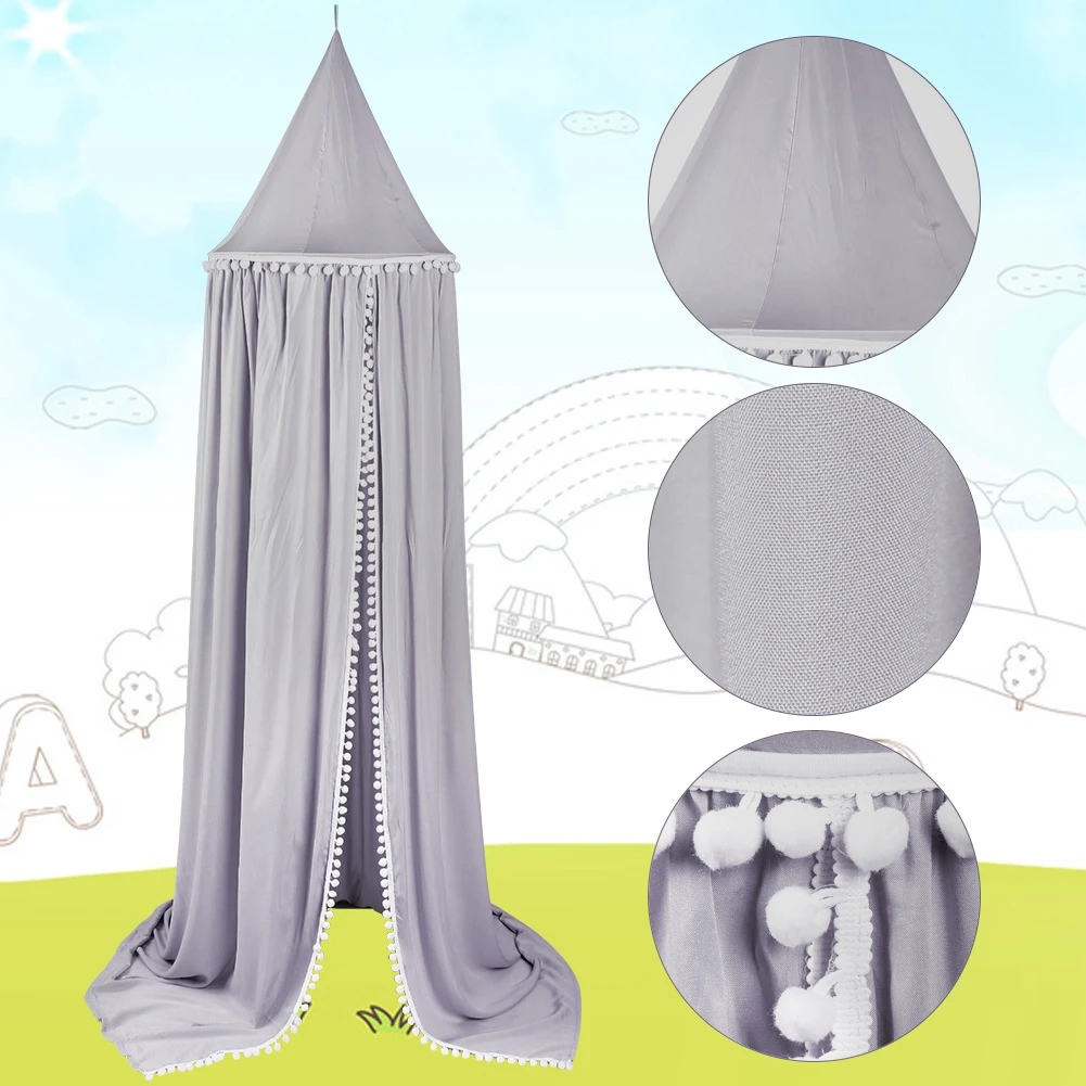 Puseky Baby Kids Round Dome Bed Canopy Mosquito Netting Curtain Cover Home Bedroom Decoration