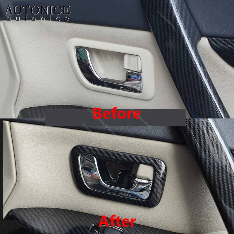 

Fit for Mitsubishi Pajero V93/V97 2007-2020 4pcs Carbon Fiber Color Door Handle Bowl Frame Decorator Cover
