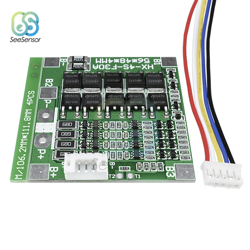 4S 30A 14,8 V литий-ионный аккумулятор 18650 зарядное устройство PCB плата защиты BMS с балансом с кабелем