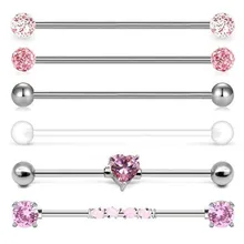 6 шт. 14 г Промышленная Штанга Хирургическая Сталь Хряща Серьги CZ промышленные серьги Кристалл Ferido Industrail пирсинг 38 мм