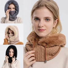 

Unisex Knitted Warm Scarf Winter Fashion Warm Cap Womens Mens Scarf Mask Set Warm Earmuffs Cap Knit Hat Hiking Scarves