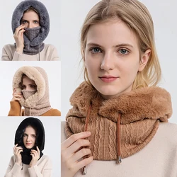 Unisex Knitted Warm Scarf Winter Fashion Warm Cap Womens Mens Scarf Mask Set Warm Earmuffs Cap Knit Hat Hiking Scarves