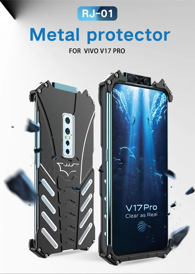 R-JUST защитный чехол для телефона для oppo V17 pro Металлический Алюминиевый противоударный ударопрочный чехол для oppo V17 pro Броня противоударный чехол s