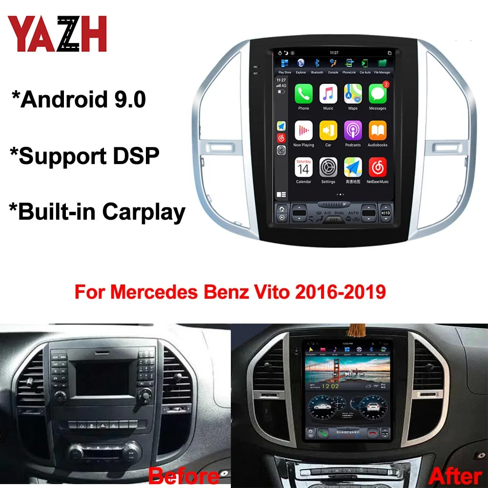YAZH 12 1 &quotIPS Android 9 0 GPS навигация Мультимедиа для Mercedes-Benz Vito 2016 2017 2018 2019 Bluetooth 5 DSP авто