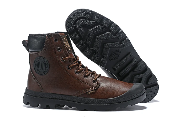 PALLADIUM/однотонные мужские ботильоны кофейного цвета в стиле милитари; Мужская обувь для прогулок в ковбойском стиле; Классическая Повседневная обувь - Цвет: Coffee