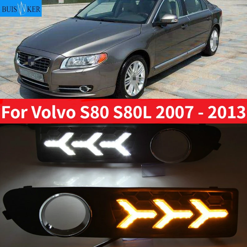 

2 шт. для Volvo S80 S80L 2007 2008 2009 2010 2011 2012 2013 автомобиля светодиодный DRL Габаритные огни ходовой огонь