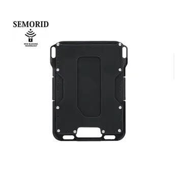 

SEMORID Aluminum Box Metal Case RFID Blocking Credit Card Holders Men Genuine Leather Minimalist Bank card Case fold Wallet