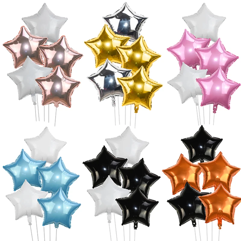 

5/10pcs 18inch Happy Birthday Star Balloons Gold Silver Foil Helium Balloon for Baby Shower Birthday Party Decoration Pentagram