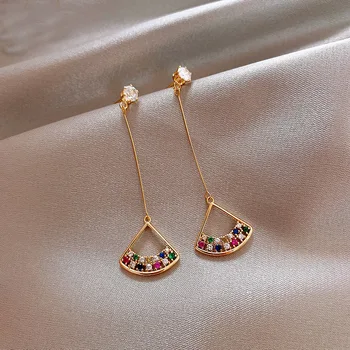 

Colorful Fans Long Earrings For Women 2020 New Jewelry Simple Korean Earring Wholesale