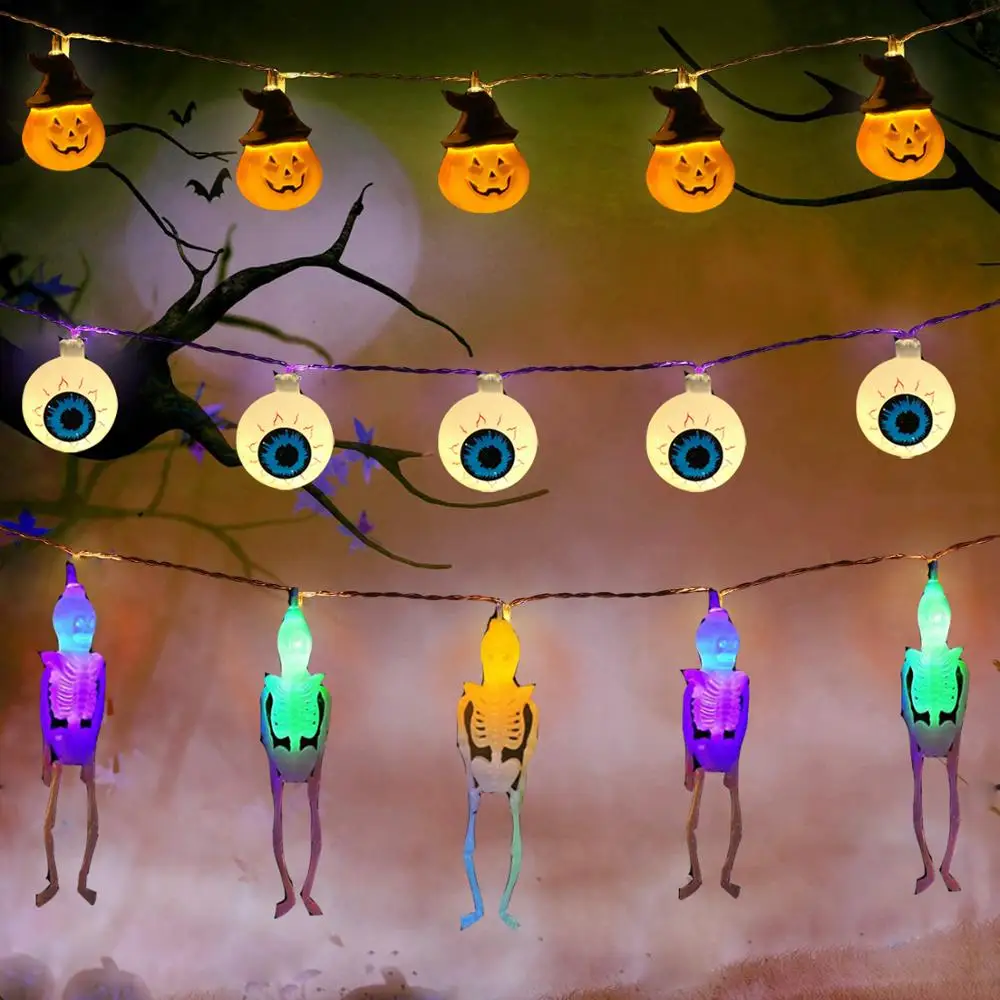 

Halloween String Lights Holiday Decoration Pumpkin Spider Bat Skullt String Lights Ghost Lantern Festival LED String Lights