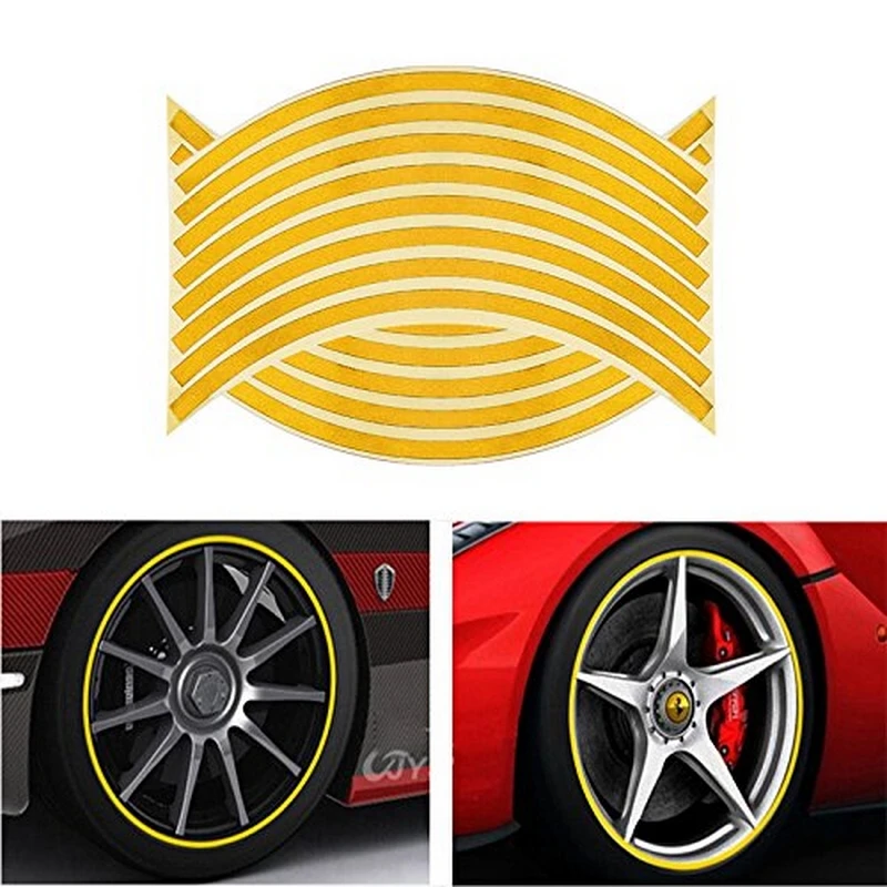 Durable Car Motor cycle Styling Wheel Hub Rim Stripe Reflective Decal Sticker Waterproof Safety Reflector 16 17 18inch wheel rim (4)