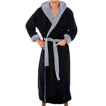 

Men's Bathrobe Sleepwear Winter Lengthened Plush Shawl Home Bathrobes Plus Size Long Sleeved Robe Coat Peignoir Homme NEW