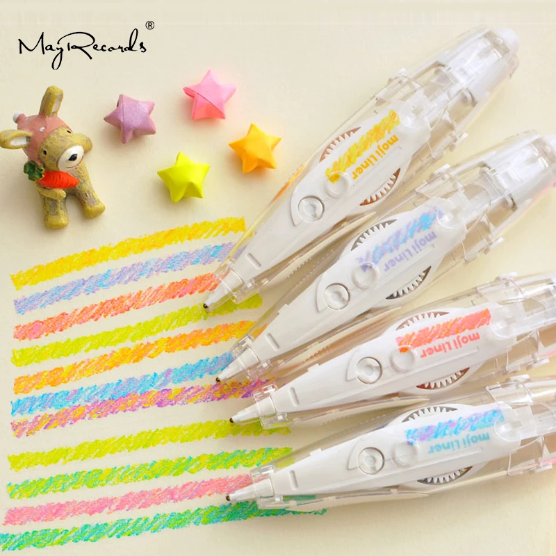 

2019 New Kawaii Crayon Fluorescent Correction Tape DIY Creative Stationery Cute Decoration Pen Diary Handbook School supplies