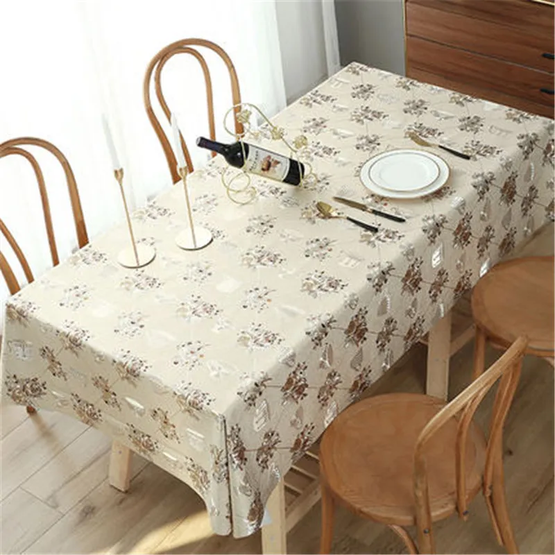 ZHUO MO Soft Oilproof Waterproof TableCloth PVC Bronzing Table Cloth  Disposable table cover for Kitchen Dining Wedding decor