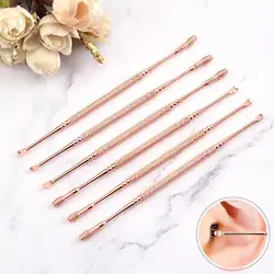 Steel Rose-gold Earpick Wax Remover Curette Cleaner Easy Earwax Removal Swab Kit Health Care Tools Ear Pick