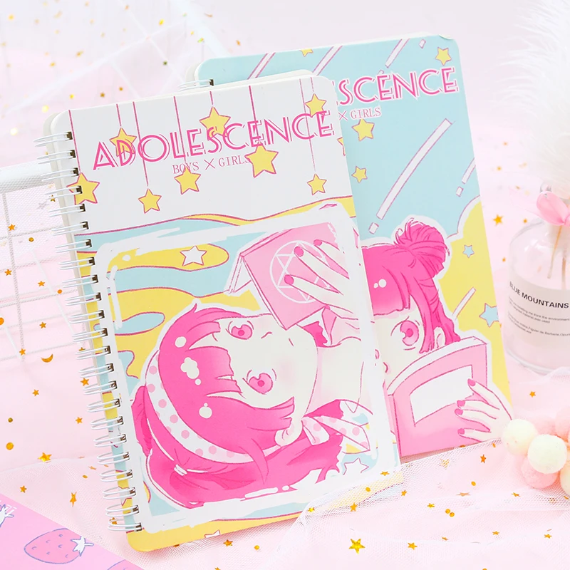 Kawaii 2 книги блокнот катушки пара памяти иллюстрация Памятка домашняя работа студенческие подарочные канцелярские принадлежности дневник пуля