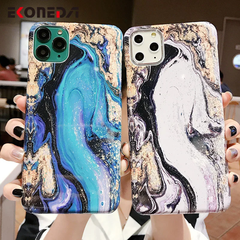 

EKONEDA Hard Plastic Case For iPhone 7 6 6S 8 Plus 11 Pro Max X XS Max XR Case Luxury Marble Back Case For iPhone 7