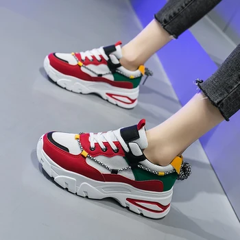 

running shoes woman Women Platform Chunky Sneakers high lace-up Women's shoes luxury Designer female fashion Sneakers E16-11