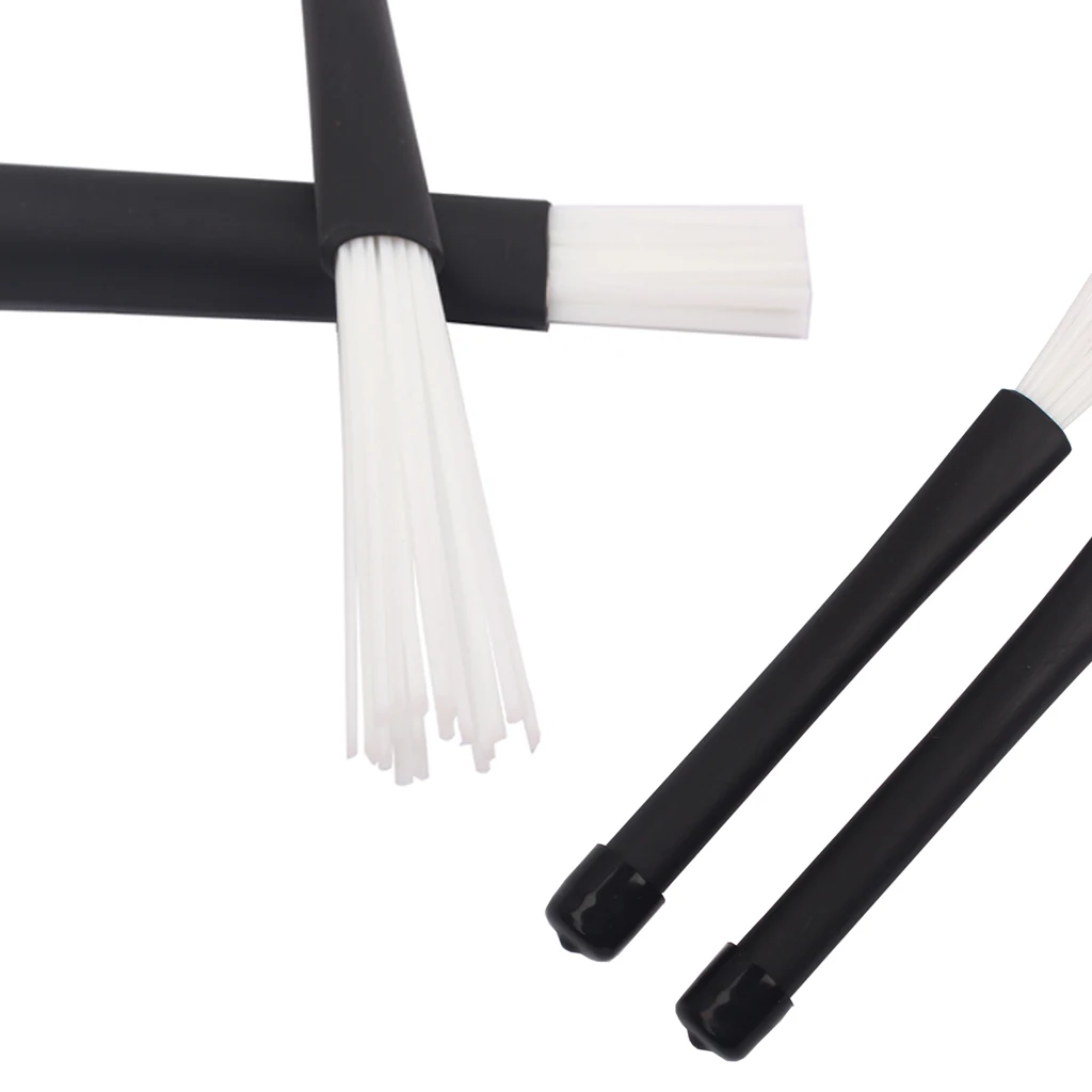 2 Pcs White Nylon Drum Sticks Brushes Drumsticks with Rubber Handles for Rock Jazz Music
