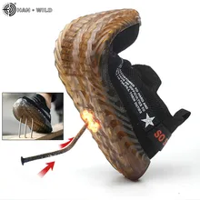 Мужские безопасные рабочие ботинки со стальным носком; модель года; брендовая мягкая мужская обувь; светильник со стальной подошвой средней высоты; ударопрочная мягкая мужская обувь; большие размеры 36-46