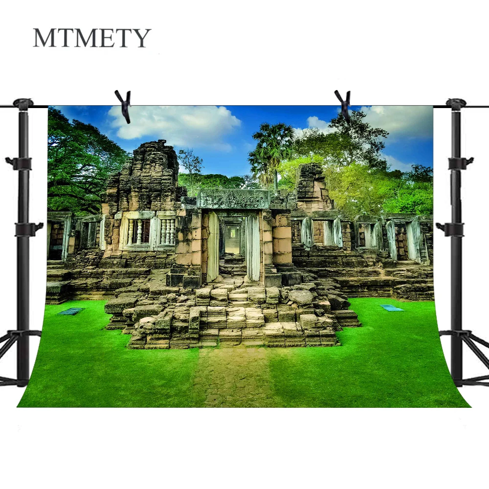 MTMETY Горный пейзаж Виниловый фон для фотосъемки с зеленой травой природные