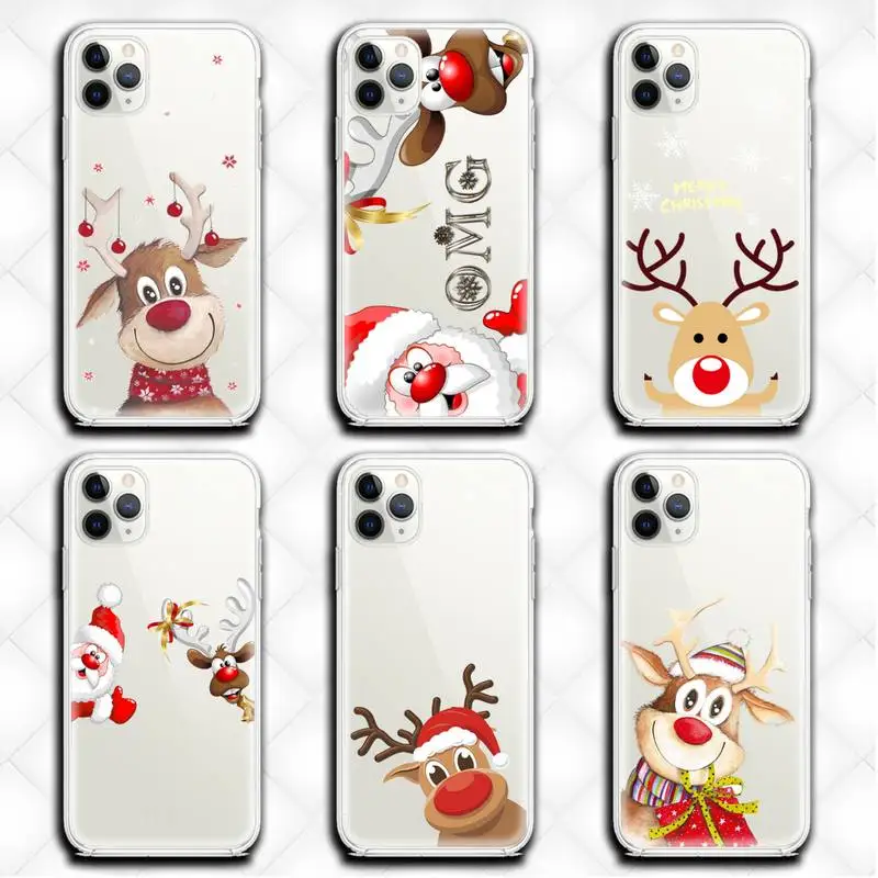 

New year Merry christmas elk snowflake Phone Case for iphone 12 pro max mini 11 pro XS MAX 8 7 6 6S Plus X 5S SE 2020 XR cover