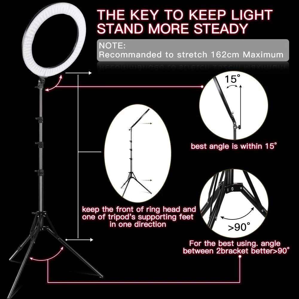 SPASH RL-12A LED Ring Light Photography Lighting Bi-color 3200K 5500K CRI90 Ring Lamps for Vlog Camera Youtube Photo Lamp 14inch 3