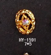 HY-1591 10pcs 10 шт./лот, золото/серебро сплав дизайн ногтей 3d с плоской задней частью AB боковые бриллианты жемчужные ювелирные изделия Стразы для ногтей Типсы украшения - Цвет: HY-1591 10pcs