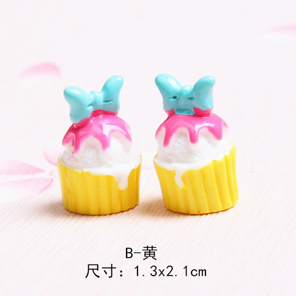 10pcs/lot MM Resin 3d Cute mickey mini cupcakes food play DIY Crafts simulation Decoration Accessories