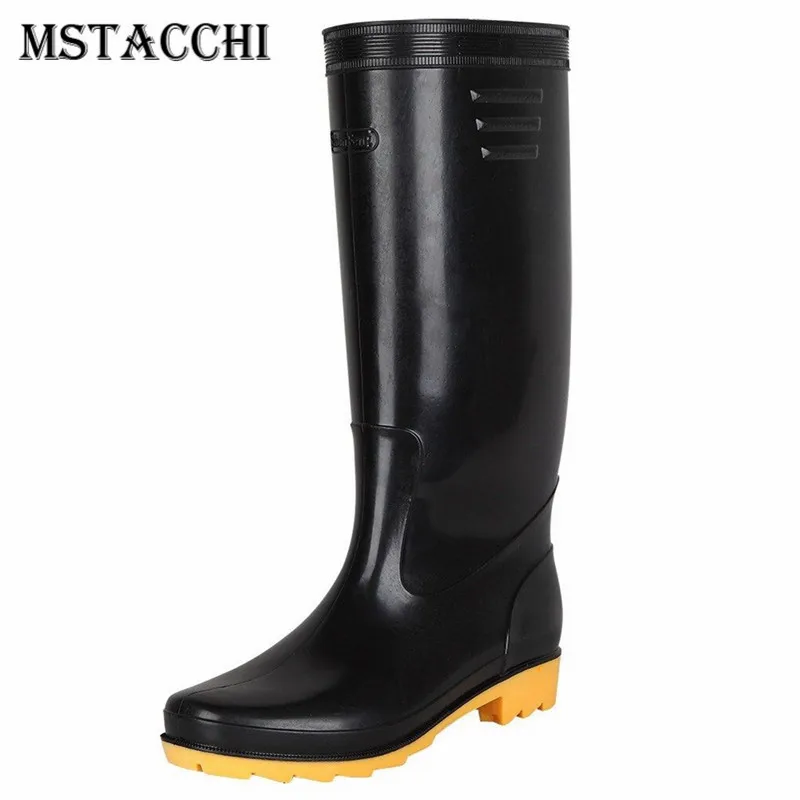 

MStacchi Man Rubber Waterptoof Non-Slip Shoes Men And Women Mid Calf Round Toe Platform Labor Insurance Boots Man Fishing Boots