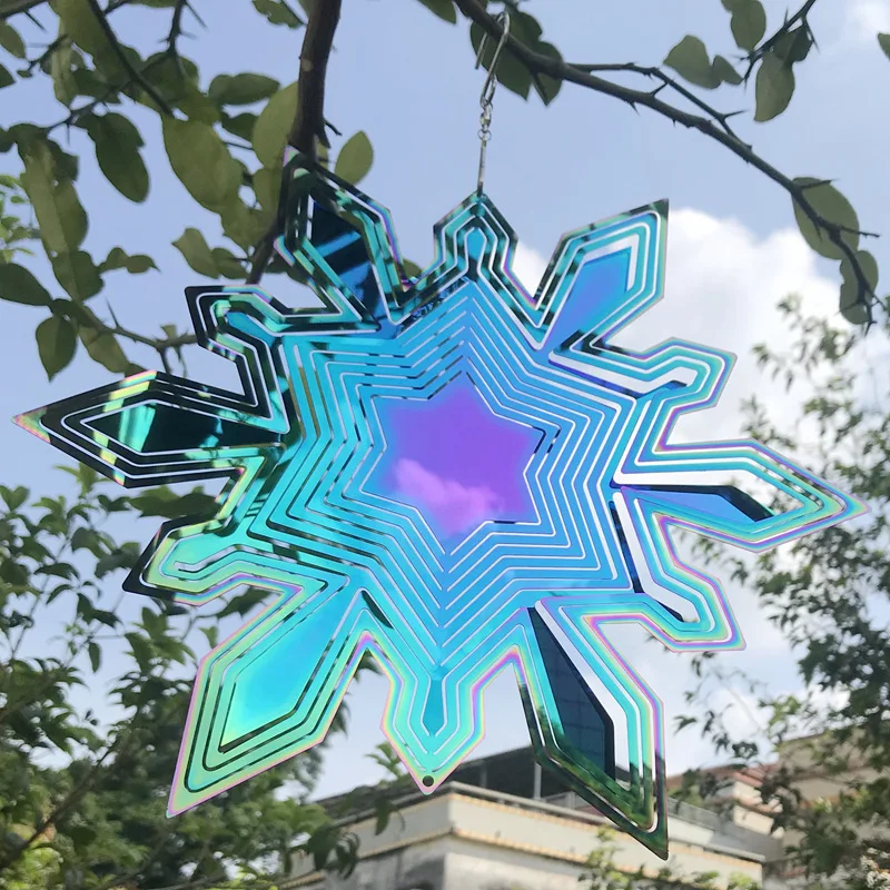 Wind Chimes Hanging Decorations Christmas Snow Spinner Garden Decoration Outdoor New Year 2022 Decor Metal Amulet For Home | Дом и сад