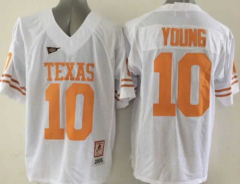 Stitiched, Texas Longhorns Vince Young Colt McCoy Эрл Кэмпбелл Рикки Вильямс Brian Orakpo Jersey - Цвет: Белый