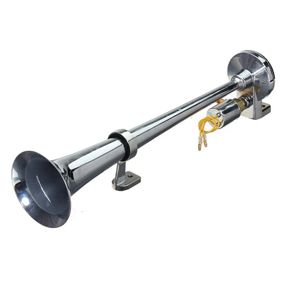 135Db 12V Chrome Super Loud Single Trumpet Air Horn Kit Truck Lorry Boat